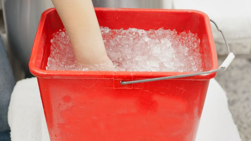 hand in ice bath