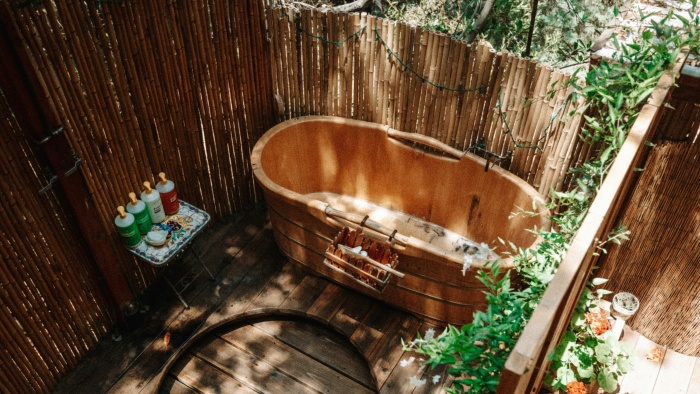 bathroom with bamboo
